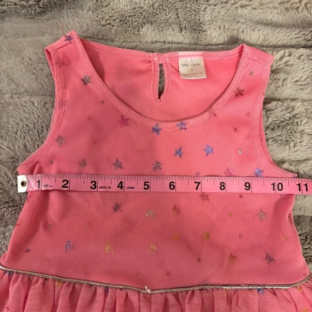 Dani Chins Pink Star Tulle Dress, Size 4 Years, Sleeveless